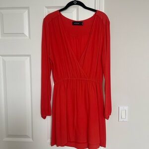 MINKPINK Vibrant coral Long Sleeve Dress